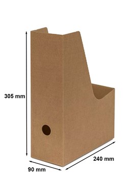 Karbowany pojemnik na dokumenty A4 szer. 9cm brąz