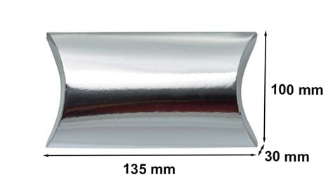 Srebrne pudełko poduszka rozłożone