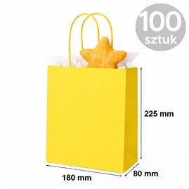 Torba papierowa żółta 180×80×225 mm kraft 100 sztuk