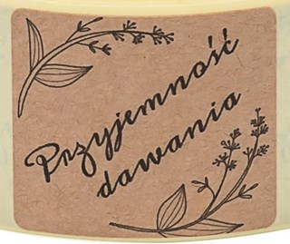 Naklejki Kraft 35x40mm nadruk: Przyjemność dawania, 200szt