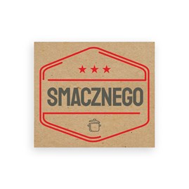 Naklejki papierowe Kraft 35x40mm Smacznego #5, rolka 200szt.
