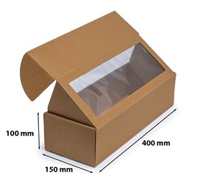 Pudełko ozdobne z oknem EKO karbowane 400x150x100mm F427