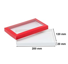 Pudełko ozdobne czerwone 200x120x20mm z oknem