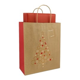 Torba upominkowa świąteczna KRAFT 180x80x220mm CHOINKA