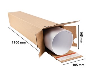 Pudełko tubowe 105x105x1100 mm z paskiem klejącym do wysyłki plakatów i długich przedmiotów