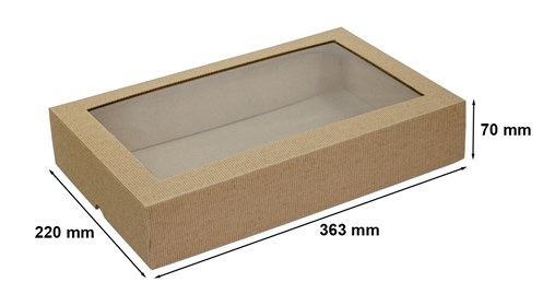 Pudełko karbowane wieczkowe 363x220x70mm z oknem