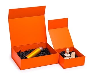 Pudełko Magnetyczne Pomarańczowe Matowe 200x200x90 Ozdobne Prezentowe