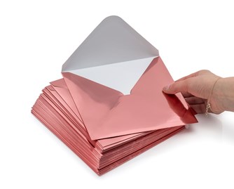 Koperty Kwadratowe ozdobne K4 Metaliczne różowe 120gsm