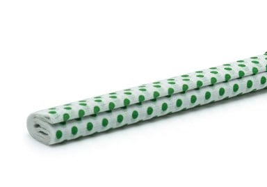 Bibuła Marszczona 50x200cm Biała w Zielone Kropki