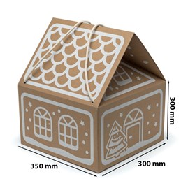 Pudełko świąteczne Domek 300x300x350mm (wym. zewn.) +sznurek