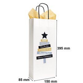 Świąteczna torebka papierowa VANESSA 150x85x395 mm z uchwytem – na wino lub inne alkohole