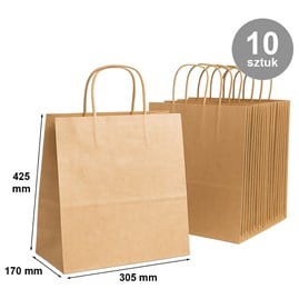 Pakiet - Torba 305x170x425 / BRĄZOWA / GŁADKA 10 szt
