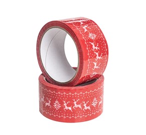 Taśma Świąteczna Jelonki Czerwona 50mm/50m