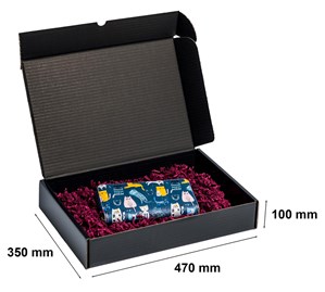 Karton czarny 470x350x100 mm – wykrojnikowy, fasonowy, e-commerce