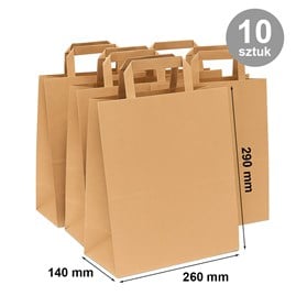 Torba 260x140x290 / BRĄZOWA uchwyt płaski - Pakiet 10szt