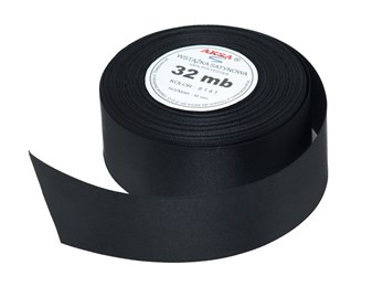 Wstążka satynowa 25mm czarna 32m WS8141