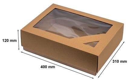 Pudełko karbowane wieczkowe 400x310x120mm z oknem
