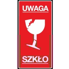 Naklejka UWAGA SZKŁO / KIELISZEK - 100 sztuk