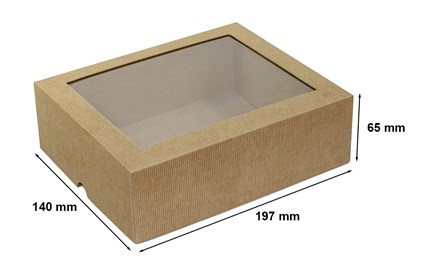 Pudełko karbowane wieczkowe 197x140x65mm z oknem