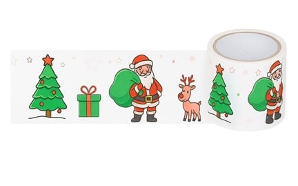 Taśma Świąteczna Mikołaj 50mm/54m Pakowa Samoprzylepna Prezenty