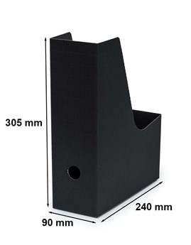 Karbowany pojemnik na dokumenty A4 szer.9cm czarny