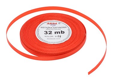 Wstążka satynowa 12mm czerwona 32m WS8031