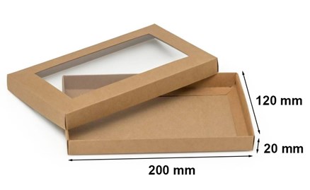 Pudełko ozdobne płaskie kraft 200x120x20mm z oknem