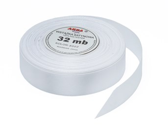 Wstążka satynowa 25mm biała 32m WS8002
