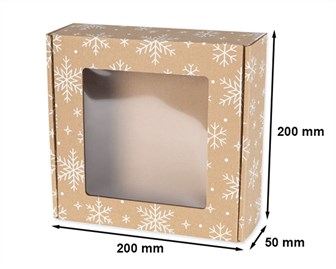 Pudełko ozdobne z okienkiem śnieżynki 200x200x50mm